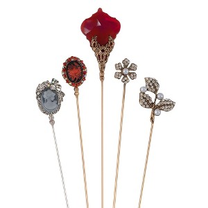 Anna-Kaci 5Pcs Vintage Cameo and Rhinestone Hat Lapel Pin Set for Secure Styling on Scarves Coats and Hats - 5pcs Lovely - 1 of 4