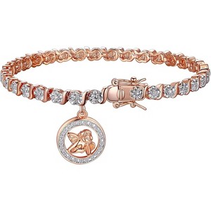 14k Rose Gold Plated Diamond Accent Tennis Bracelets Bracelets with Accent S-Link Chain - 1 of 4