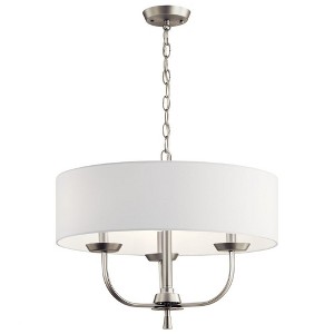 Kennewick™ 3 Light Chandelier with White fabric Brushed Nickel - 1 of 3
