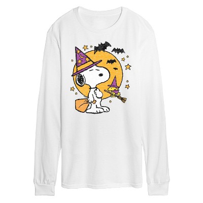 Men's - Peanuts - Snoopy Woodstock Witchcraft Long Sleeve Graphic T-Shirt