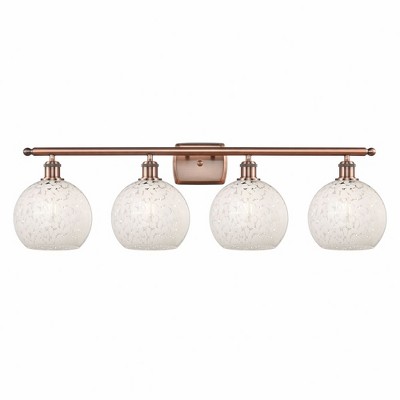 White Mouchette - 4 Light Bath Vanity In Modern Style-11 Inches Tall and 38 Inches Wide