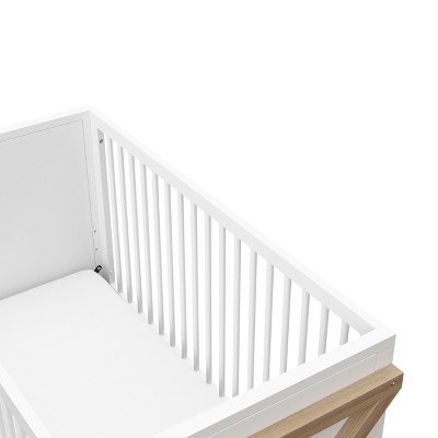 White and Driftwood 3-in-1 Convertible Baby Crib with Adjustable Mattress Support