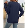 Womens Tops V Neck Smocked Cuff Drop Shoulder Batwing Long Sleeve Casual Blouse Top - 2 of 4