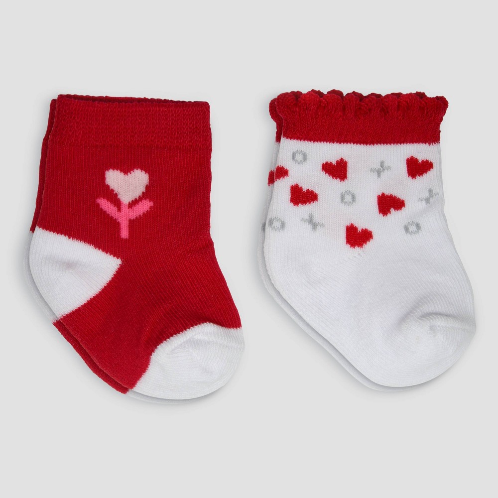 Carter's Just One You®? Baby Girls' 2pk Valentines Day Socks - Red 