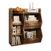 2-Tier Toy Storage Organizer, Bookshelf for Toys, Books, 3 Open Compartments & 2 Tilting Storage Boxes for Living Room, Kindergarten - 3 of 4