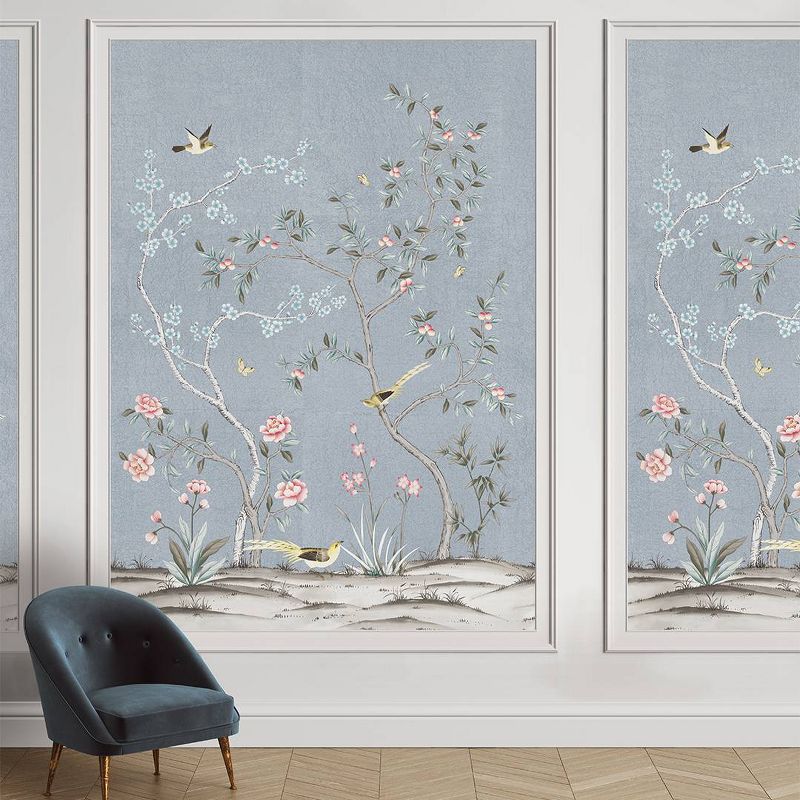 Tempaper &#38; Co. 108&#34;x78&#34; Chinoiserie Garden Ice Blue Removable Peel and Stick Vinyl Wall Mural, 4 of 6