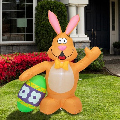 48" Inflatable LED Lighted Easter Bunny with Egg Outdoor Decoration