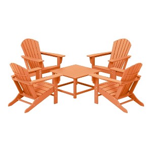 WestinTrends Dylan 5-Piece Outdoor Patio HDPE Adirondack Chair With Square Coffee Table Conversation Set - 1 of 4