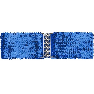 INSPIRE CHIC Women's Elastic Interlocking Buckle Sequin Waist Belt - 1 of 4