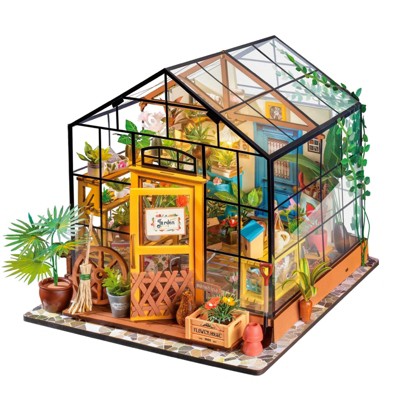 ROBOTIME DIY Miniatures Dollhouse Craft Kits Tiny House Model, Multicolored, 7.68"*6.89"*6.89"