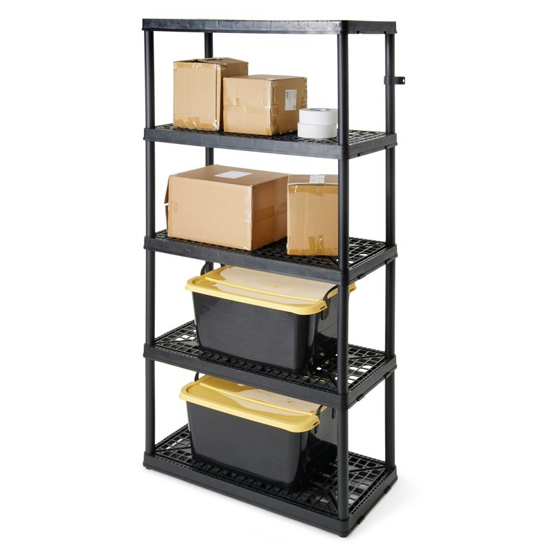 Gracious Living 5 Shelf Fixed Height Ventilated Heavy Duty Shelving Unit 18 x 36 x 72" Organizer System for Home, Garage, Basement, and Laundry, Black, 5 of 7