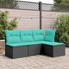 Garden Stool Black and Cream Poly Rattan, Powder-Coated SteelvidaXL - 2 of 4