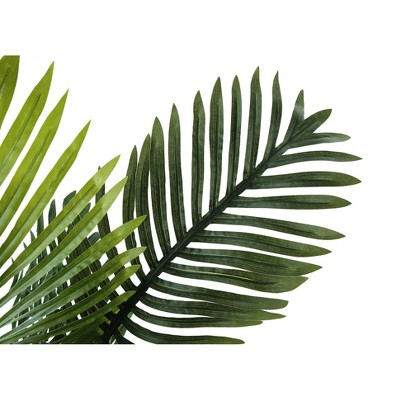 24" Green Palm Artificial Plant in Beige Woven Basket