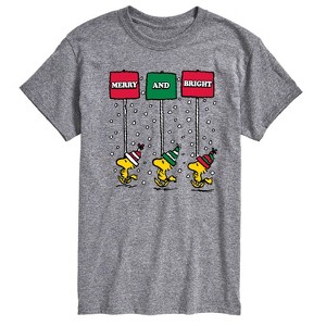 Men's - Peanuts - Woodstock Merry and Bright Holiday Signs Short Sleeve Graphic T-Shirt - 1 of 4