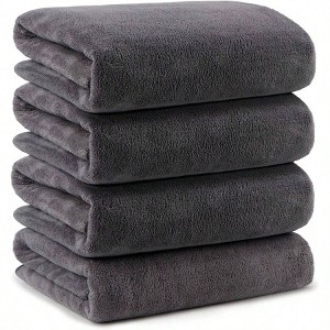 Bath Towels Pack of 4 27x 54 - Soft, Absorbent Microfiber for Body, Sport, Yoga, Spa - 1 of 4