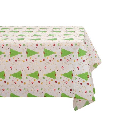 Unique Bargains Rectangular Table Cloth PE White Green 53.94"x107.87" 1 Pc