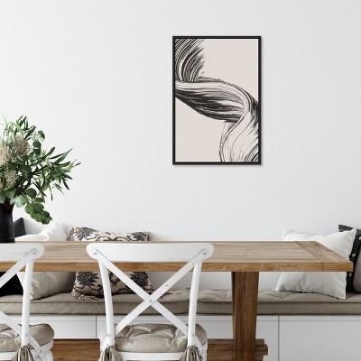 Brushed Black and White Abstract Canvas Wall Art, 16 x 23 Inches