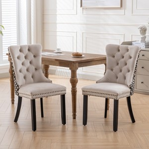 FONTOI 2 PCS Upholstered Accent Chair with Wood Legs&Nailhead Trim - 1 of 4