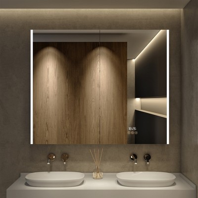 36'' x 36'' Silver Aluminum LED Medicine Cabinet with Mirror