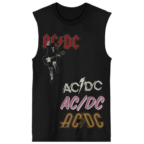 Acdc Random Placement Logos Crew Neck Sleeveless Adult Black Muscle Tank  Top-xxl : Target