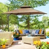 TiramisuBest 10ft Coffee Offset Double Top Hanging Cantilever Patio Umbrella: 360¡ã Rotation, Easy Tilt, 8 Ribs with Crank, Cross Base,Cover & Strap - 2 of 4