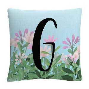 Pink Floral Garden Letter Illustration By Abc 16 X 16 Decorative Throw Pillow by Trademark Fine Art - 1 of 4