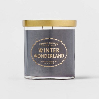 15.1oz Limited Edition Lidded Glass Jar 2-Wick Sandalwood Candle Winter Wonderland - Opalhouse™