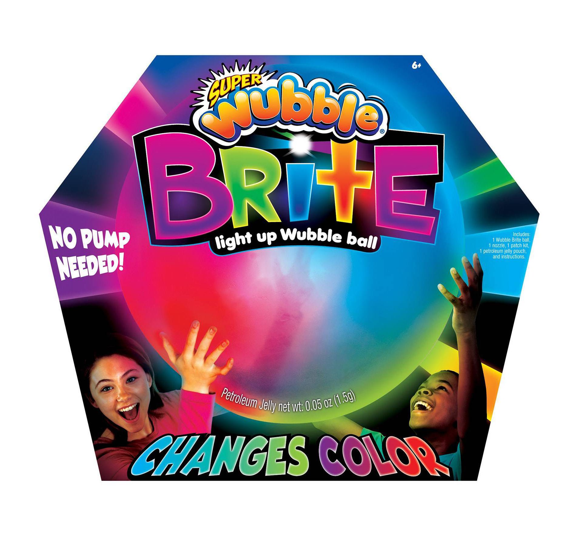 Wubble Brite New Valve: Playground Game for Kids, 8" Plastic Ball