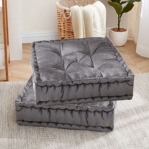 Floor Pillow Large Square Tufted Decorative Cushion. Faux