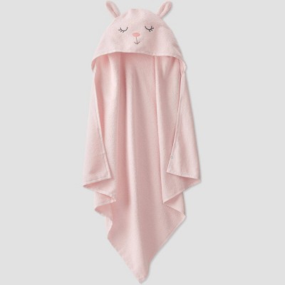 Image of Baby Organic Cotton Bunny Bath Towel - little planet by carter's Pink