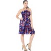LA LEELA Women's House Daily Routine Evening Wear Boho Halter Smocked Mini Swing Casual Dress Tube Top Strapless for Women One Size Blue, Floral - 4 of 4