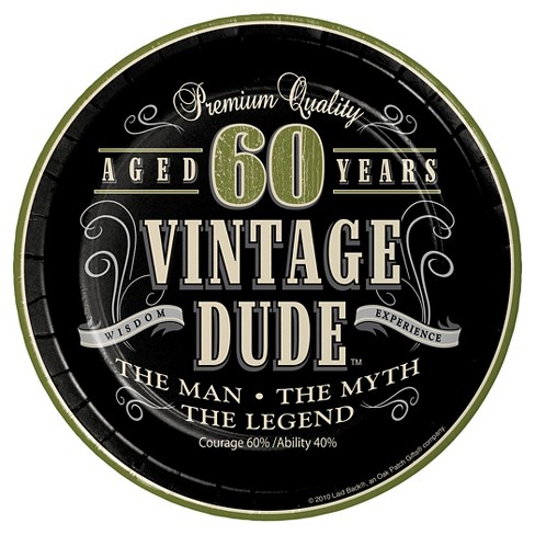 Vintage Dude 60th Birthday 7" Dessert Plates - 8ct : Target