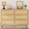 Natural Rattan 6-Drawer Dresser with Gold Legs - Wide Double Dresser with Anti-Tip for Bedroom - 2 of 4