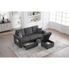 Mocamel Corduroy L-Shaped Sofa Pull-Out Storage Ottoman Pillows 3-Seat USB Charging Cup Holder Convertible Design Living Room Apartment - 3 of 4