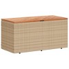 vidaXL Patio Storage Box Beige 43.3"x19.7"x21.3" Poly Rattan Acacia Wood - 2 of 4