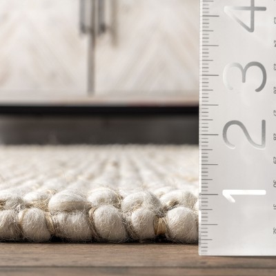 Handmade Ivory and Beige Wool Rectangular Area Rug