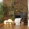 Outdoor Patio Wicker Egg Chair, PE Rattan Chair with Thick Cushion - 3 of 4