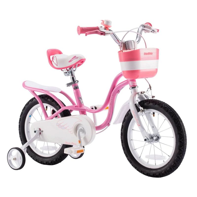 RoyalBaby Little Swan Carbon Steel Kids Bicycle with Dual Hand Brakes, Adjustable Seat, Folding Basket, & Kickstand, for Girls Ages 5 to 9, 1 of 7