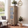 LuxenHome Gray 48" Tall Storage Cabinet, Rustic Wood and Metal Pantry Organization & Coffee Bar Cabinet with 2-Drawer 1-Door Brown - 2 of 4