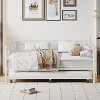 Daybed with Trundle Bed, Twin Size Metal Sofa Bed Frame with Floral Headboard and Pull-Out Trundle - 2 of 4