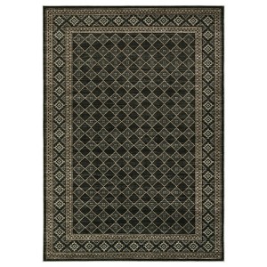 9'x12' Washable Bordered Modern Geometric Living Room Rugs, Stain Resistant Non Slip Large Throw Carpet for Bedroom Dining Room, Black - 1 of 4