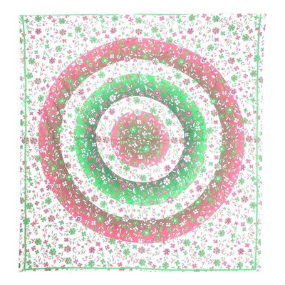 HomeRoots 88" X 84" Green Red And White Floral Cotton Hanging Tapestry