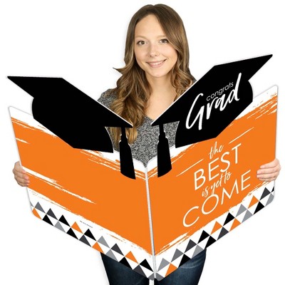 Big Dot of Happiness Orange Grad - Best is Yet to Come - Congratulations Giant Greeting Card - Big Shaped Jumborific Card