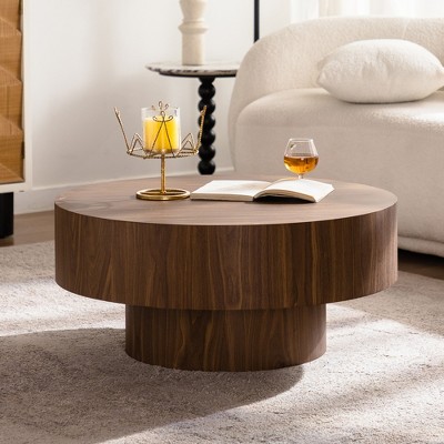 GDFStudio Elise Modern Wooden Round Coffee Table
