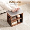 SEVOBAL Small Shoe Bench Entrywaywith Cushion Shoe Benches with Storage Seating Seat Entryway Shoe Rack Entryway Show Racks, Brown, 15.35"*11.4"*16" - 3 of 4