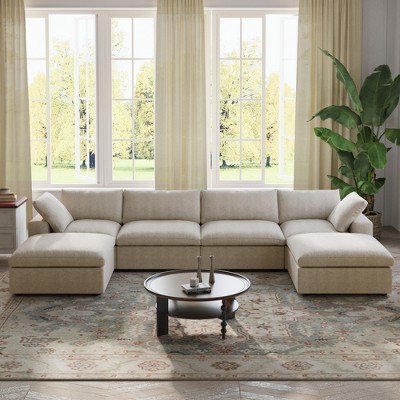 WJShome 6-Piece Cloud Modular Sectional Sofa,160.6"Down Filled Couch for Living Room,Sofa Cover Washable & Removable