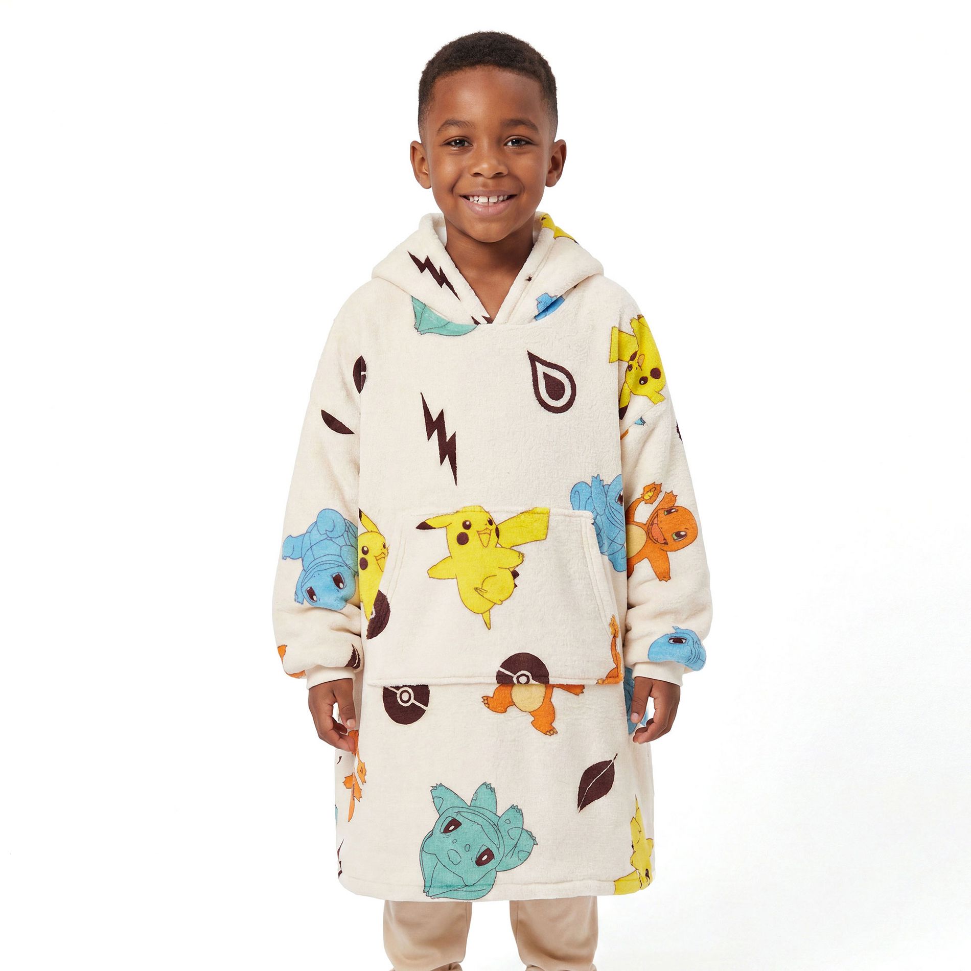 Pokemon Boys Cute Starters and Symbols Wearable Blanket Hoodie