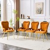 KTMBDW Metal Dining Chairs Set of 2, Modern Velvet Fabric Upholstered Kitchen Side Chairs, Farmhouse Dining Room Chair with Gold Legs - 4 of 4