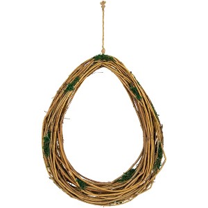 Northlight Natural Grapevine and Twig Oval Spring Wreath with Moss - 15.25" - 1 of 4