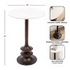 Kate and Laurel Squires Marble and Wood Side Table, 16x16x24, White and Dark Brown - 2 of 4